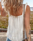 Lace Crochet Ruffle Buttoned Tank Top