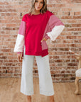 Stripe Patchwork Long Sleeve Colorblock Sweatshirt
