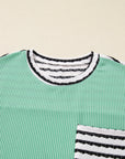 Claire Contrast Striped Patchwork Long Sleeve Top