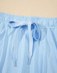 Solid Drawstring Elastic Waist Lined Tennis Skort