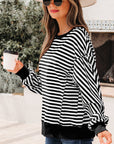Stripe Reverse Seam Drop Shoulder Top