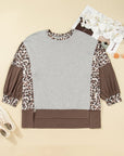 Plus Size Leopard Patchwork Dolman Sleeve Sweatshirt
