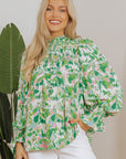 Milena Sleeve Shirred Mock Blouse
