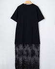 Solid Lace Patchwork Short Sleeve Maxi Dress