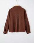 Floral Corduroy Embroidered Button-Front Jacket