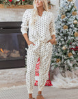 Polka Dot Waffle Knit Top and Pants Lounge Set