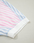 Stripe Oversize Dolman Sleeve Patchwork T-Shirt