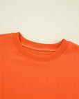 Solid Drop Shoulder Crewneck Pullover Sweatshirt
