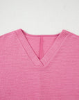 Solid Textured T-Shirt and Shorts Set