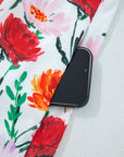 Floral Ricrac Trim 3/4 Puff Sleeve Mini Dress