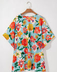 Jane Plus Size Floral V Neck Batwing Blouse