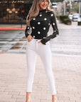 Polka Dot Mesh Long Sleeve Bodysuit