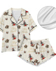 Baha Ranch Christmas Horses Cowgirl Western Satin Short Pajama Set