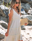 Kenia Solid Color Tied Straps Ruffle Tiered Mini Dress