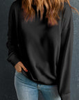 Solid Drop Shoulder Crewneck Pullover Sweatshirt