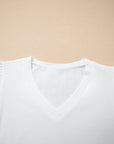 Eyelet Embroidered Flutter Sleeve Patchwork V-Neck Tee