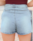 Bow Pocket Denim High Waist Shorts