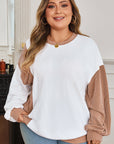 Plus Size Colorblock Cable Textured Top