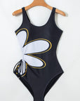 Floral Sleeveless Drawstring One-Piece Swimsuit