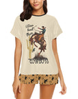 Them Cowboys Women's Western Top and Short Pajama Set