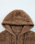 Sherpa Zip-Up Hoodie and Drawstring Shorts Set