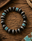 Western Fashion Navajo Pearl and Turquoise Stretch Bracelet