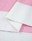 Stripe Colorblock Collared Drop Shoulder Sweater