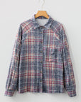 Plaid Textured Button-Up Chest Pocket Shirt