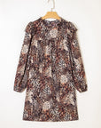 Leopard Ruffle Long Sleeve Mini Dress