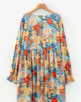 Plus Size Floral Ruffle Long Sleeve Dress