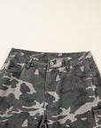 Camo Denim Cargo Wide Leg Pants