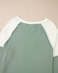 Faye Colorblock Patchwork Raglan Long Sleeve Top