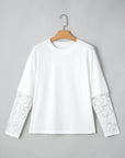 Hallie Lace Long Sleeve Insert Drop Shoulder Top