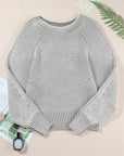 Stripe Ribbed Knit Boat Neck Sweater