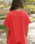 Solid Corded Short Sleeve Tee and Shorts Set