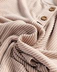 Corded Knit Side Pockets Buttoned Sleeveless Romper