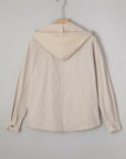 Textured Knit Pocketed Drawstring Hooded Jacket