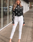 Polka Dot Mesh Long Sleeve Bodysuit