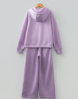 Solid Half-Zip Hoodie and Pants Set