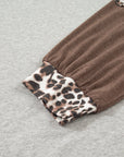 Plus Size Leopard Patchwork Dolman Sleeve Sweatshirt