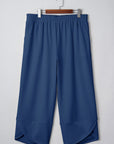 Plus Size Solid Asymmetrical Hem Capris Pants
