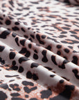 Leopard Mesh Smocked Neck Long Sleeve Bodysuit