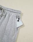 Collared V-Neck Tee & Drawstring Shorts Set