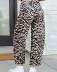 Zebra Stripe Denim Wide Barrel Leg Jeans