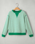Stripe Reverse Seam Patchwork Long Sleeve Top