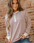 Stripe Long Sleeve Henley Top
