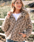 Sherpa Rhombus Textured Zip Up Hooded Jacket