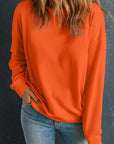 Solid Drop Shoulder Crewneck Pullover Sweatshirt