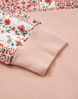 Floral Patchwork Drawstring Hoodie