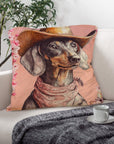 Painted Dachshund Pillow Cover Durable Premium Polyester 18x18 Inches Made In America